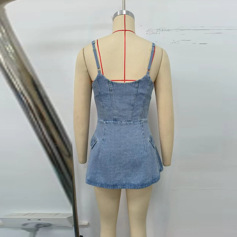 Denim Sling Patchwork Top