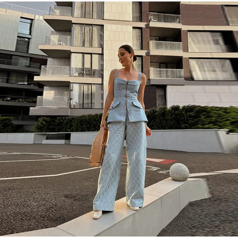 Denim Sling Patchwork Top