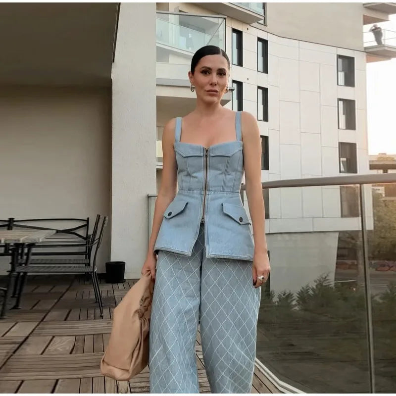 Denim Sling Patchwork Top