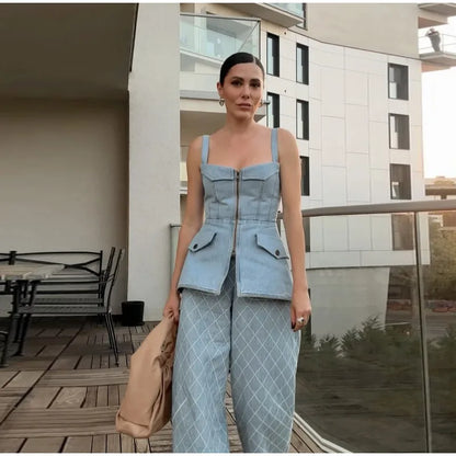 Denim Sling Patchwork Top