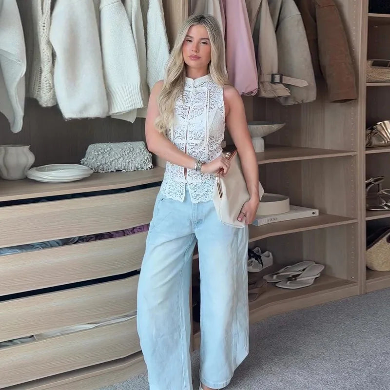Denim Sling Patchwork Top