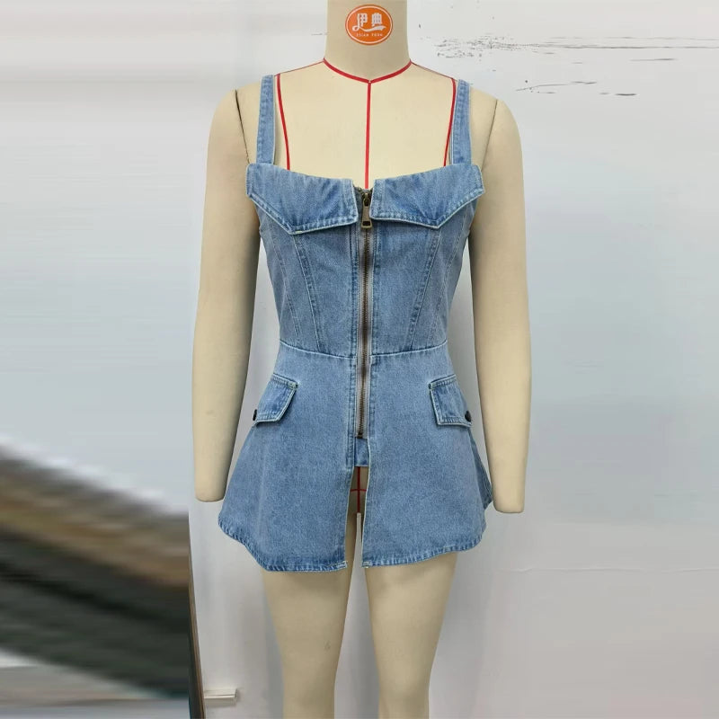 Denim Sling Patchwork Top