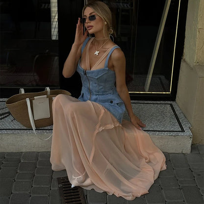 Denim Sling Patchwork Top