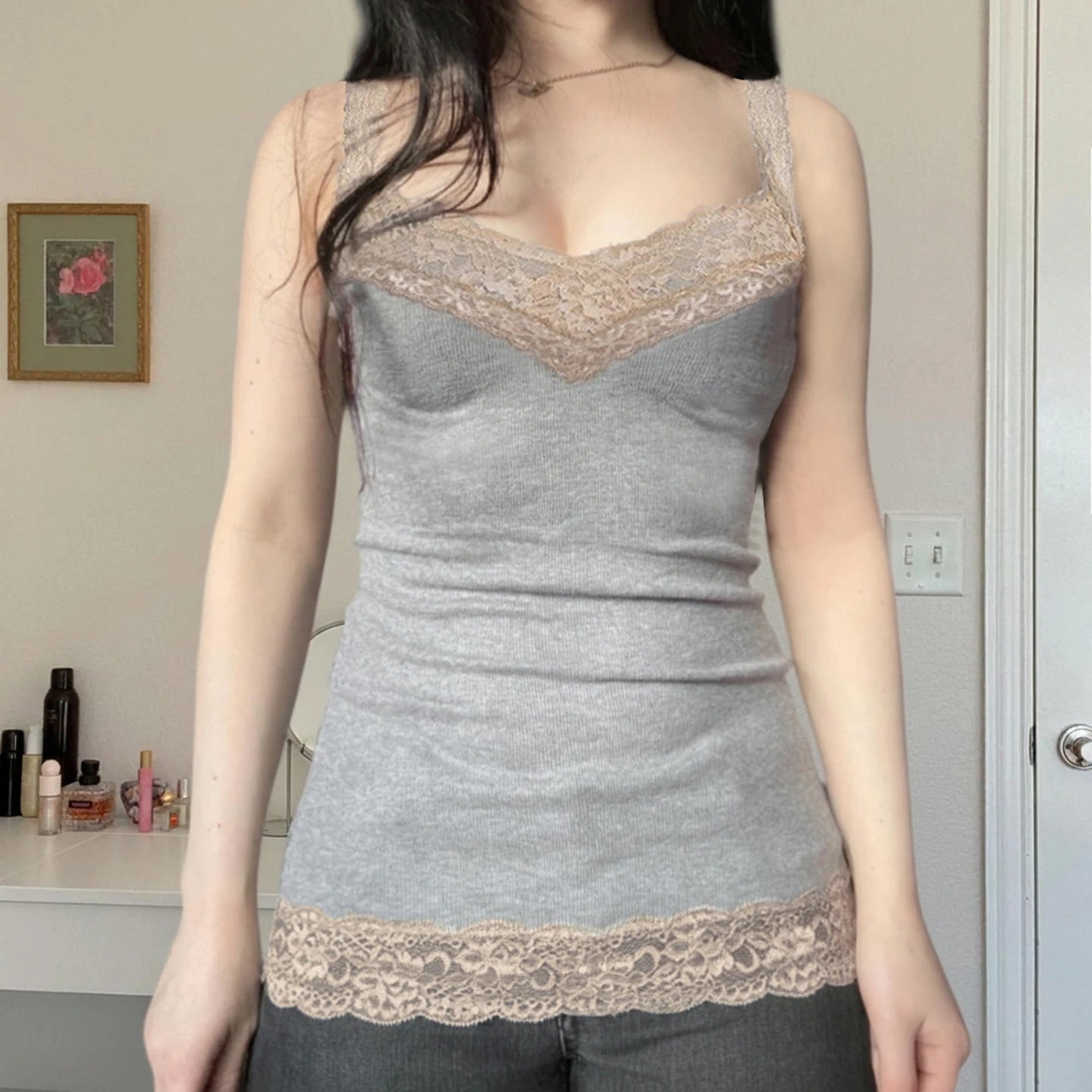 Lace Trim Sleeveless Camisole